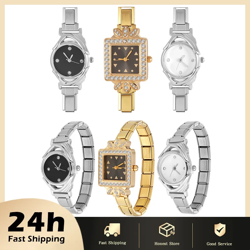 

Wholesale Women Men's DIY 9MM Width Italian Charm High Quality Stainless Steel Zircon Watch Bracelet Head Unique Bangles