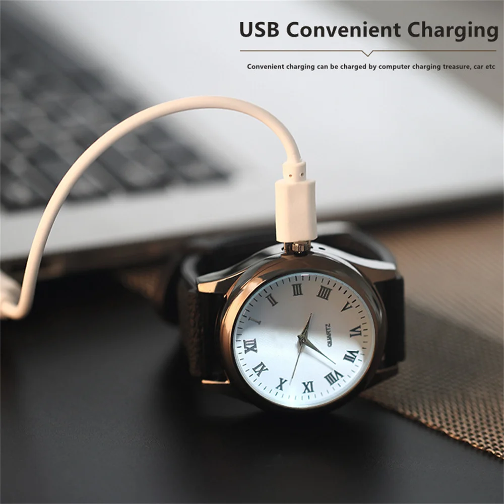 1PCS NEW Watch Style Metal Coil Lighter Men's Lighters Rechargable USB Cigarette lighter Outdoor Flameless Cigarette Accessory