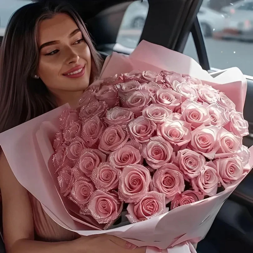 10/30 pezzi 7/6 cm Glitter fiore artificiale rosa Festa della mamma/San Valentino ragazza amica moglie bouquet fai da te regali per il matrimonio Compleanno