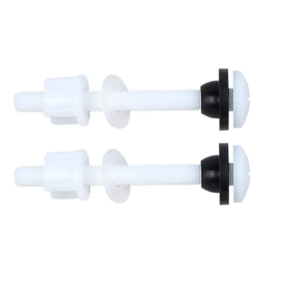 ToToT 2-Pack Water Tank Fixing Screws – 3/8” X 4”, Plastic + Rubber, White, Round Head, For Toilet Tank Repairs