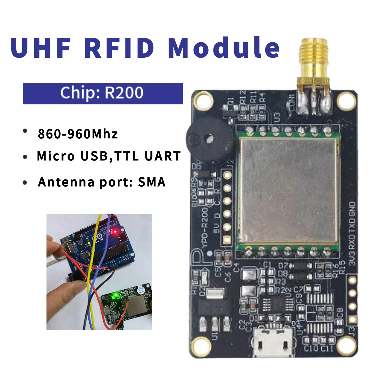 lecteur-graveur-rfid-uhf-yanpodo-r200-module-de-controle-d'acces-usb-ttl-uart-antenne-en-ceramique-compatible-raspberry-pi-esp32-sdk-gratuit