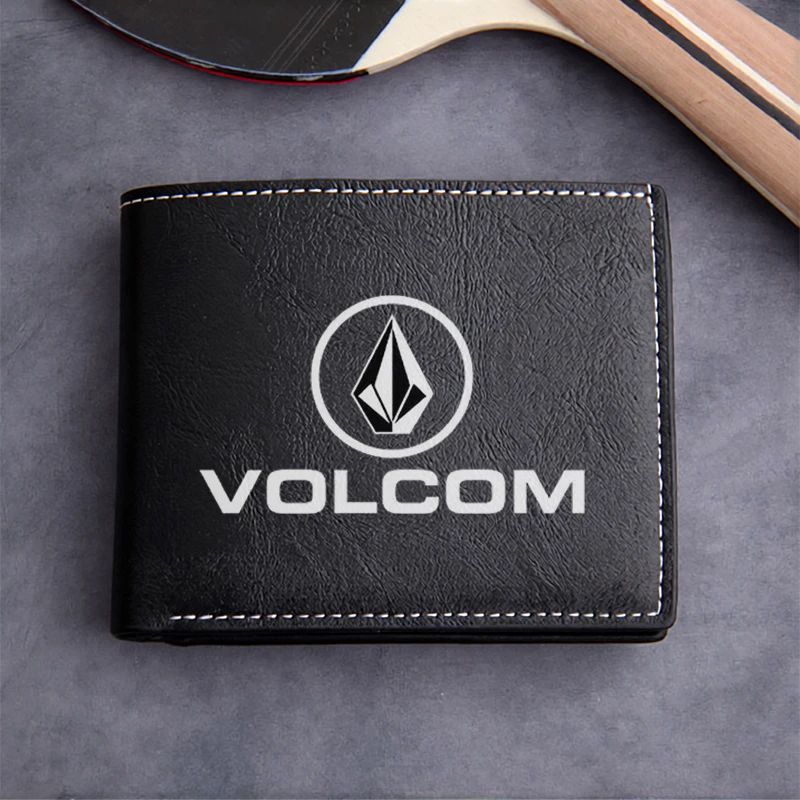 VOLCOM Premium PU Leather Wallet Men's Compact Design Lightweight Durable Business Style Minimalist Logo Embossed
