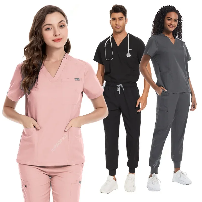 Vêtements Médicaux Givrés artificiel astiques à vaccage Rapide pour Homme, Vêtements de Laboratoire Imbibés, Clinique, Hôpital, Médecin, Travail, Col en V, Vente en Gros