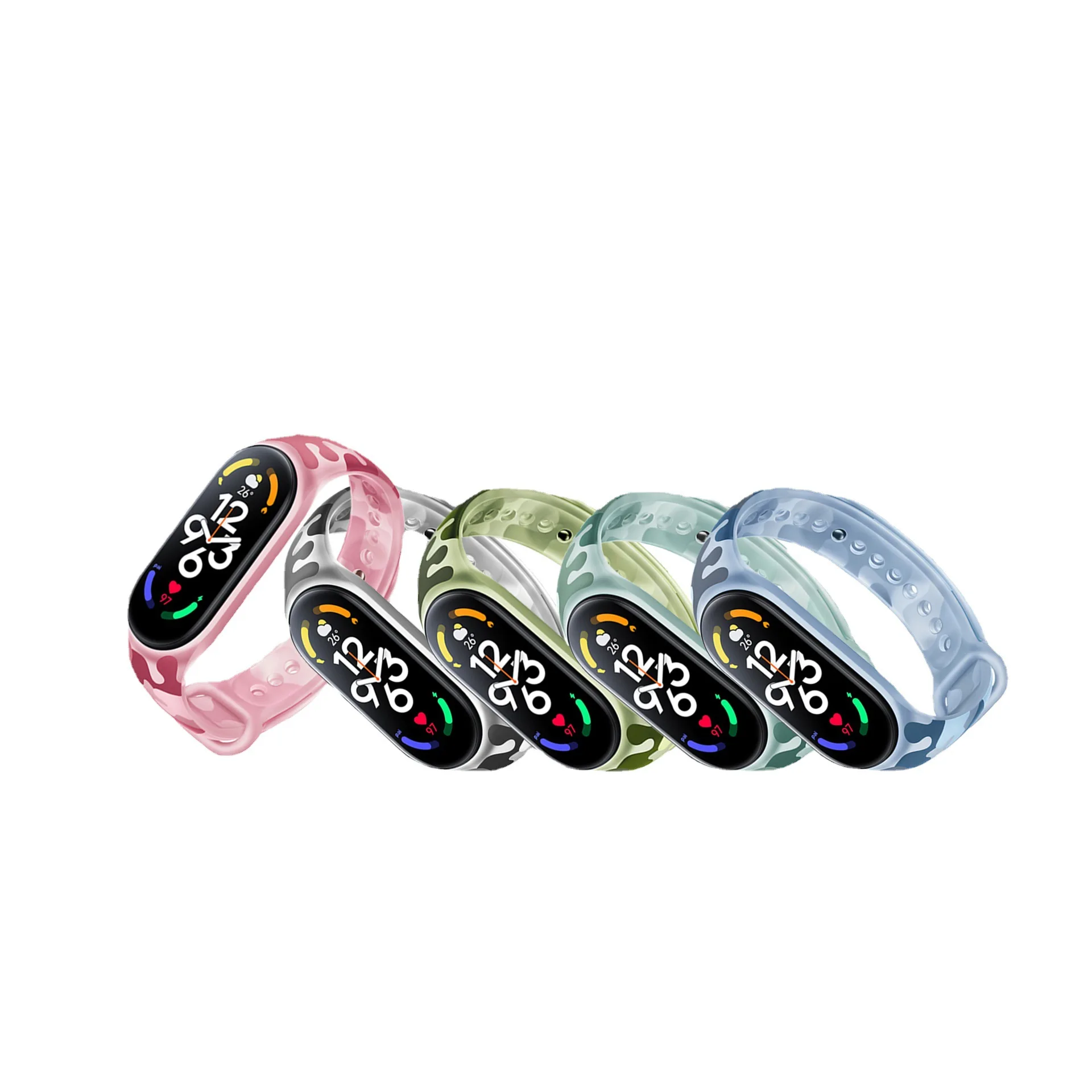 Smart Bracelet For Xiaomi Mi Band 7 Fluorescent Camouflage Wristband Silicone Replaceable Strap For Xiaomi Mi Smart Band 7 6 5