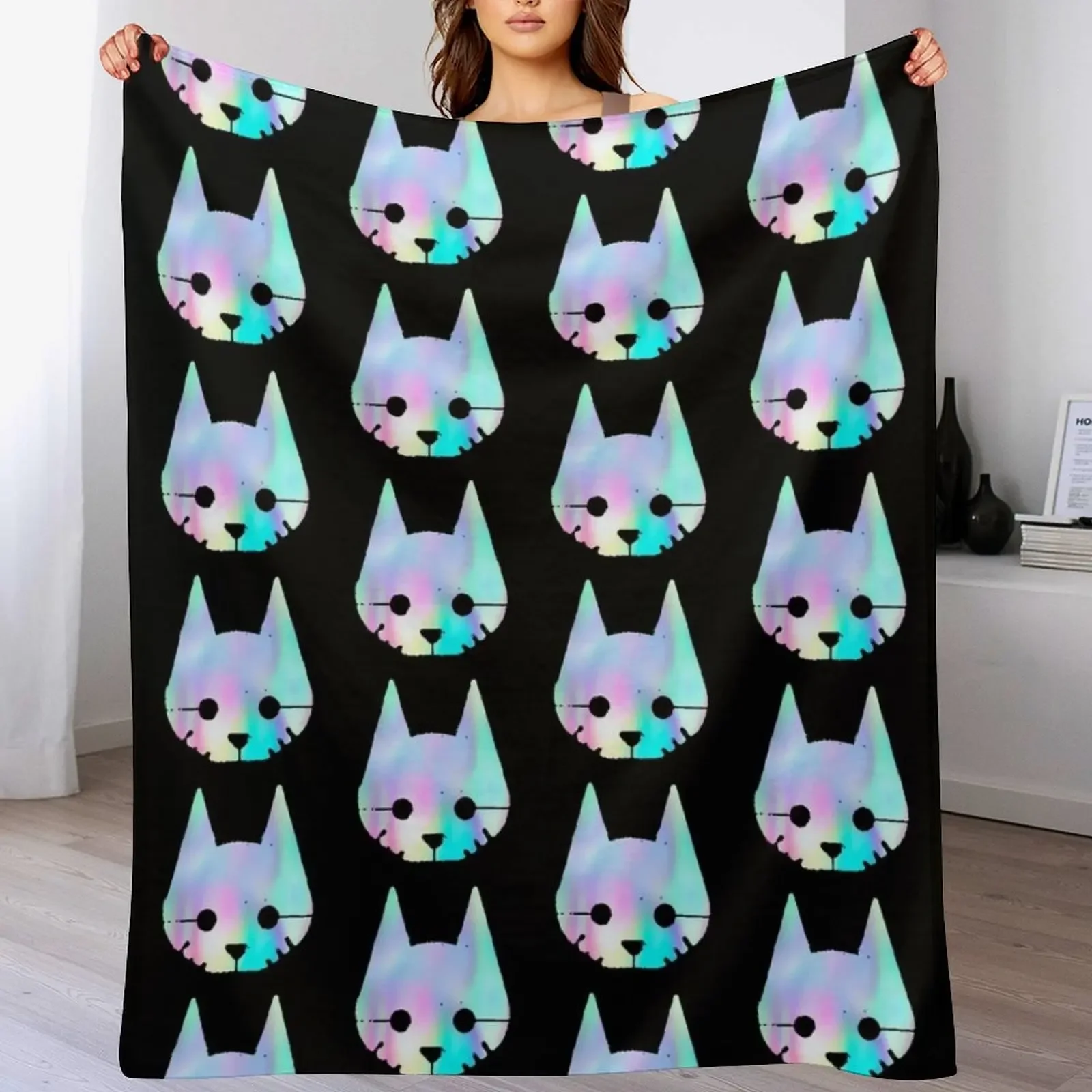 The Stray Game Lone Cat Head Logo Throw Blanket Single Travel Blankets