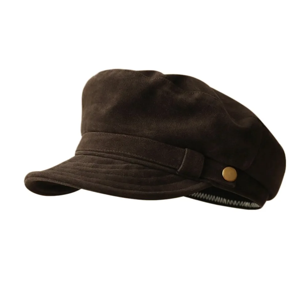 

Versatile Short Brim Suede Berets Warm Windproof Artist Hat Korean Style Flat Top Painter Hat Daily