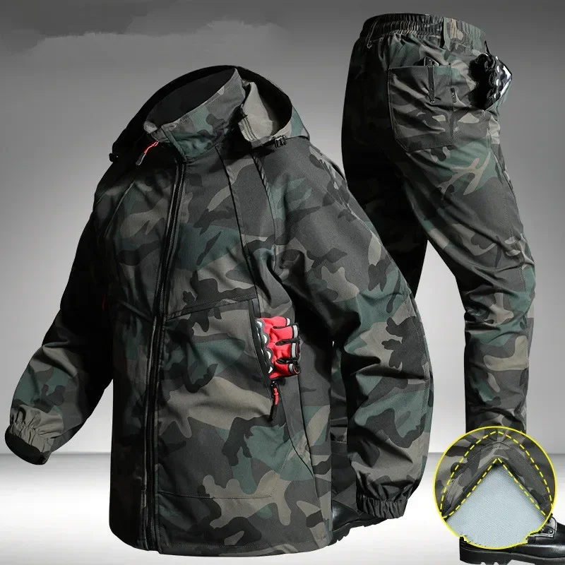 Spring and Autumn Outdoor Camouflage Waterproof Suit Field Tactical Anti-tear Training Large Pocket Wear-resistant Overalls