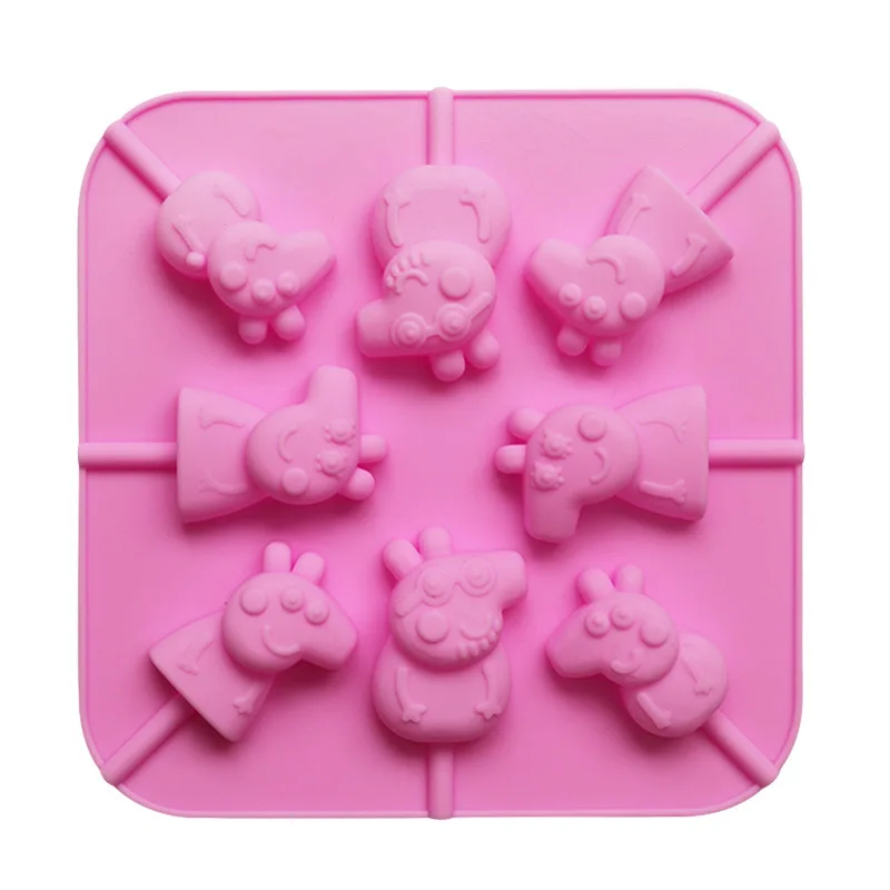 8-even Pig Lollipop Silicone Mold DIY Chocolate Mould 265