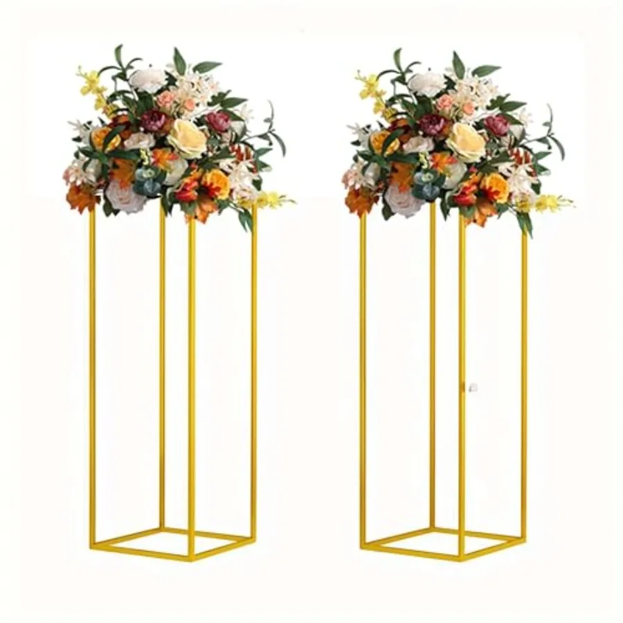 

2 шт. Золотые колонные вазы-подставки для цветов, металлические подставки для цветов, золотые свадебные центральные украшения для столов, подставки для цветов для вечеринок