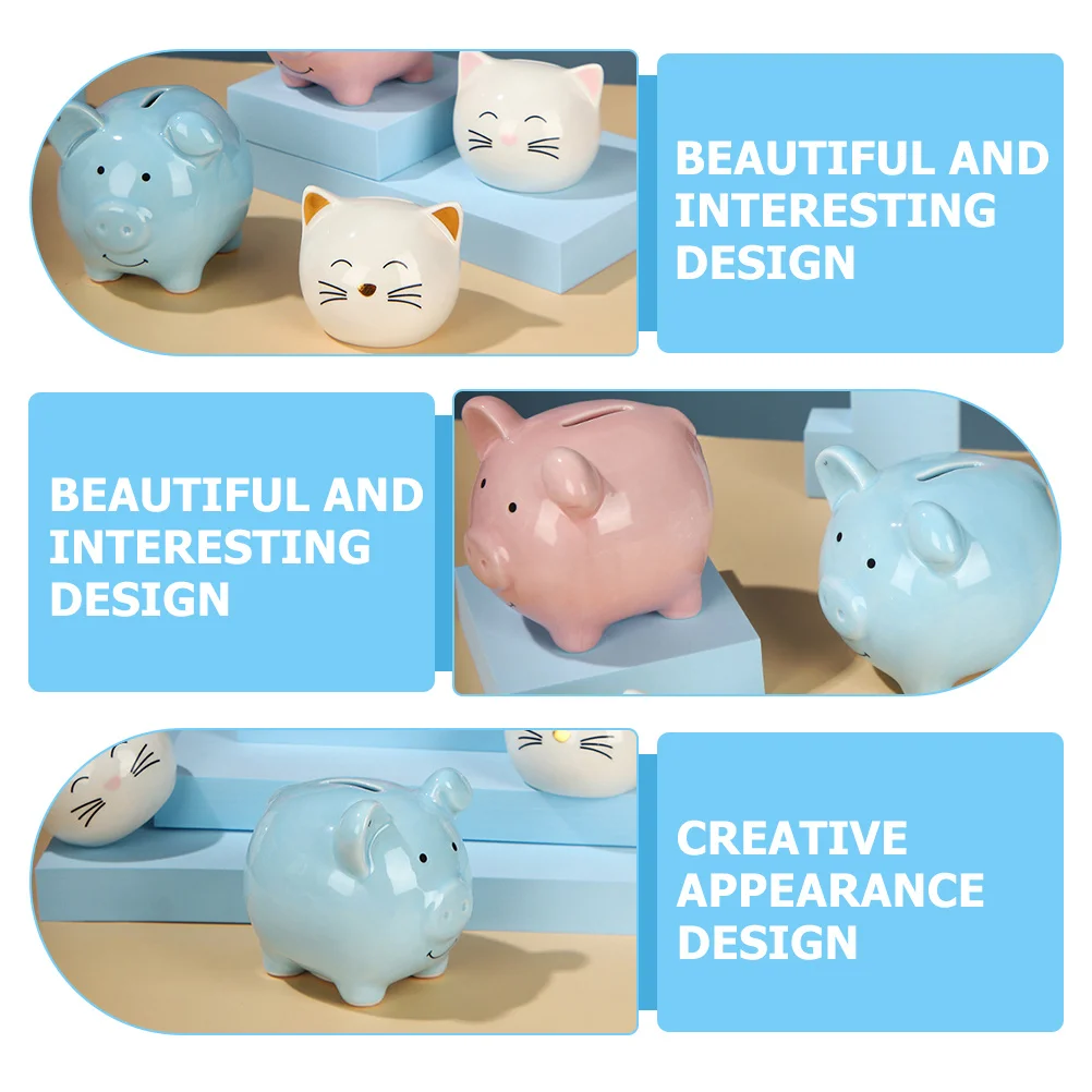 

1Pcs Cartoon Piggy Ceramic Saving Pot Small Coin Bank Kids Money Holder Cute Desk Ornament Practical Home Decoration