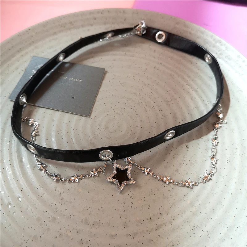 Goth Y2K Vintage schwarzes Herz Stern Anhänger Kette Halsband Charms Halskette für Mädchen Frauen 90er Jahre Grunge ästhetische Accessoires Schmuck – Detail 6