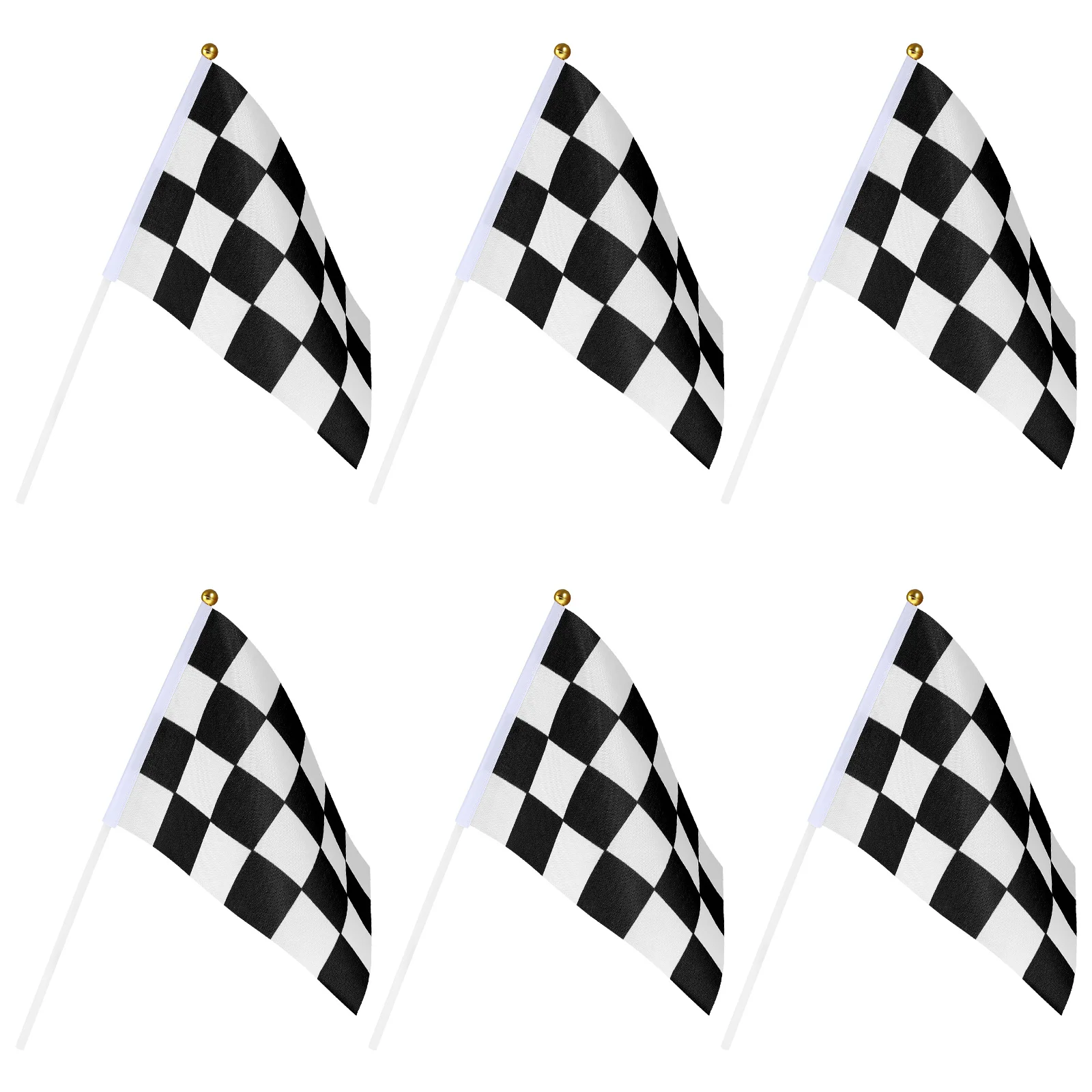 25 Pcs Checkered Flag Banner Racing Stick and White Decor Race Car Party Mini