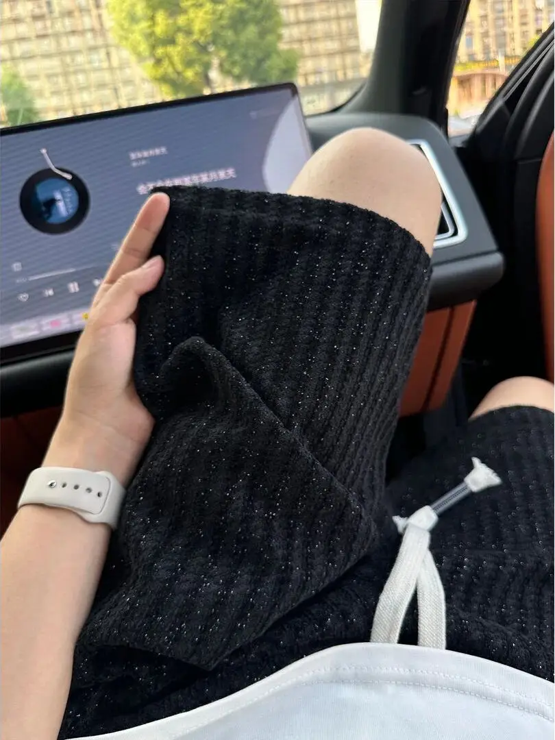 

Loose Fit Knitted orts Men's Five Inch Casual Loose Feeling Summer Outerwear American Sle Straight Leg Pants