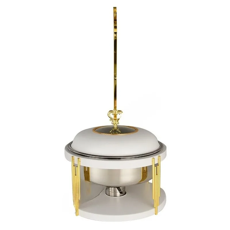 

Golden Round Stainless Steel Buffet Stove Hot Pot Luxury Commercial Large Capacity Hotel Restaurant Alcohol Stove