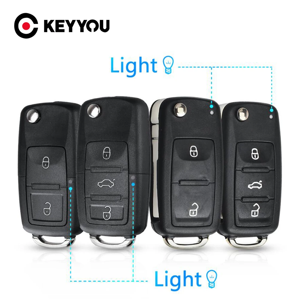 KEYYOU 10pcs 2/3/4 Buttons Car Remote Key Shell For Skoda Octavia VW Volkswagen Golf Mk6 Tiguan Polo Passat CC SEAT Key Case