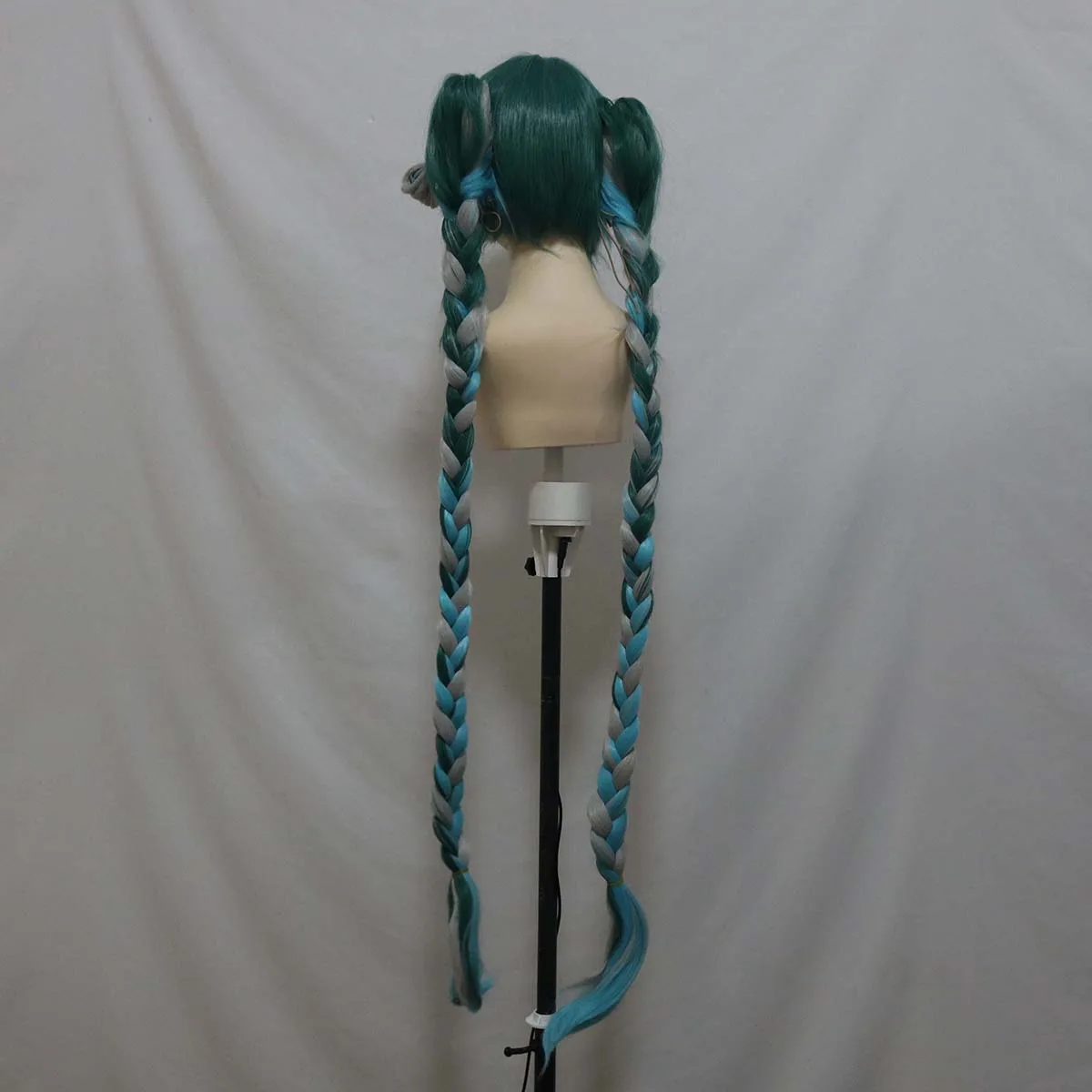 วิกผมคอสเพลย์ผู้หญิง อนิเมะ ซอมบี้ มิคุ แบบถักเปียยาว 120 ซม. สีเขียวผสม