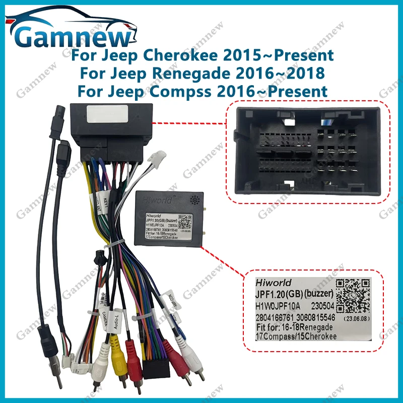 Gamnew Car Wiring Harness Canbus Box Adapter 16pin Power Cable For Jeep Compass Cherokee Renegade JPF1.20