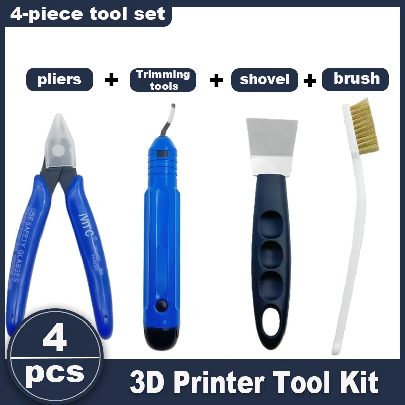 Outils d'impression 3D, divers types d'outils pour imprimantes 3D, ciseaux, aiguilles de nettoyage, pinces, kits de débavurage, pratiques