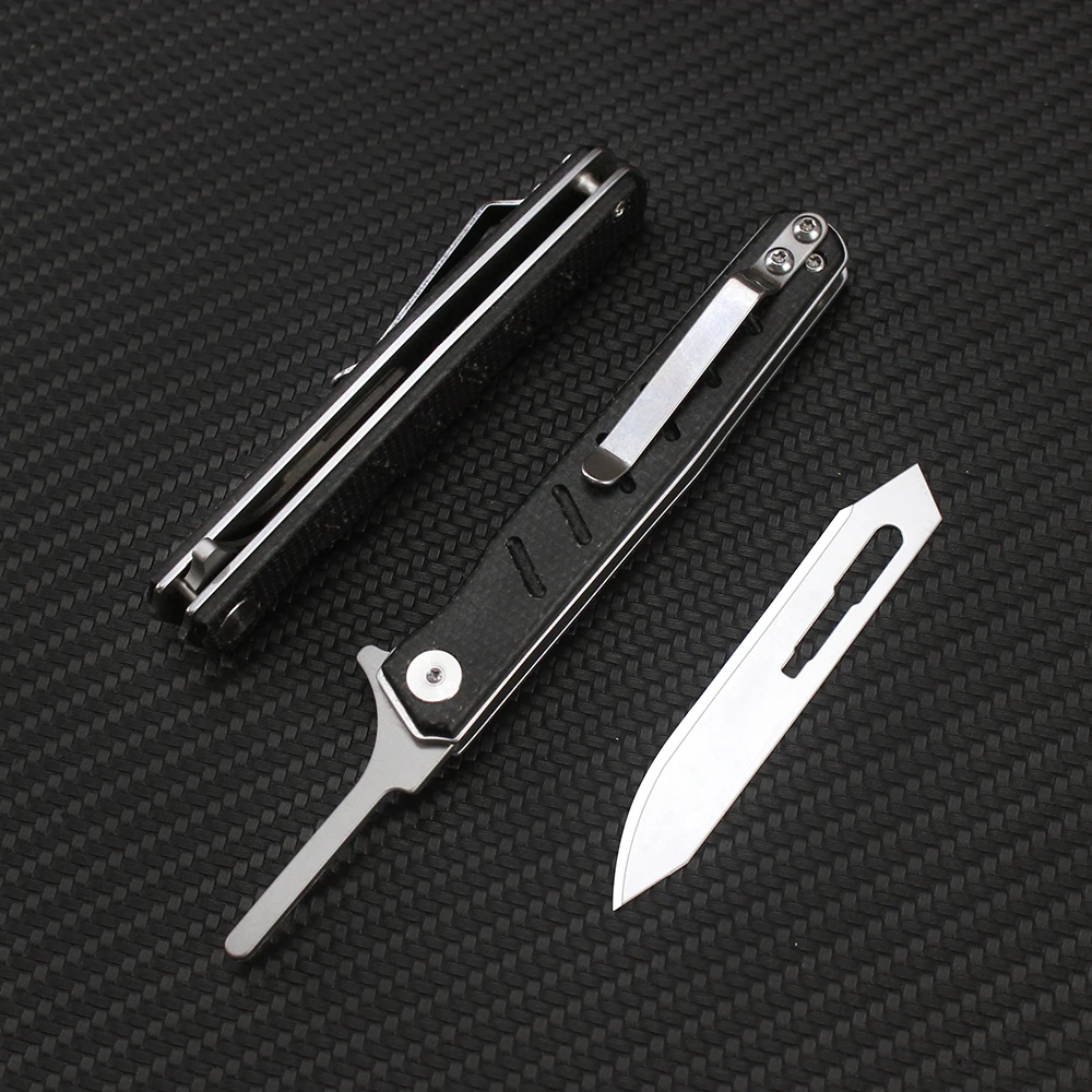 Tunafire High-quality Linen scalpel folding knives Multifunctional Mini Portable Pocket Surgical Knife Replaceable #60#24 Blades