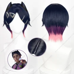 클로브 코스프레 가발, 짧은 혼합 색상, 내열성 합성 모발, 30cm