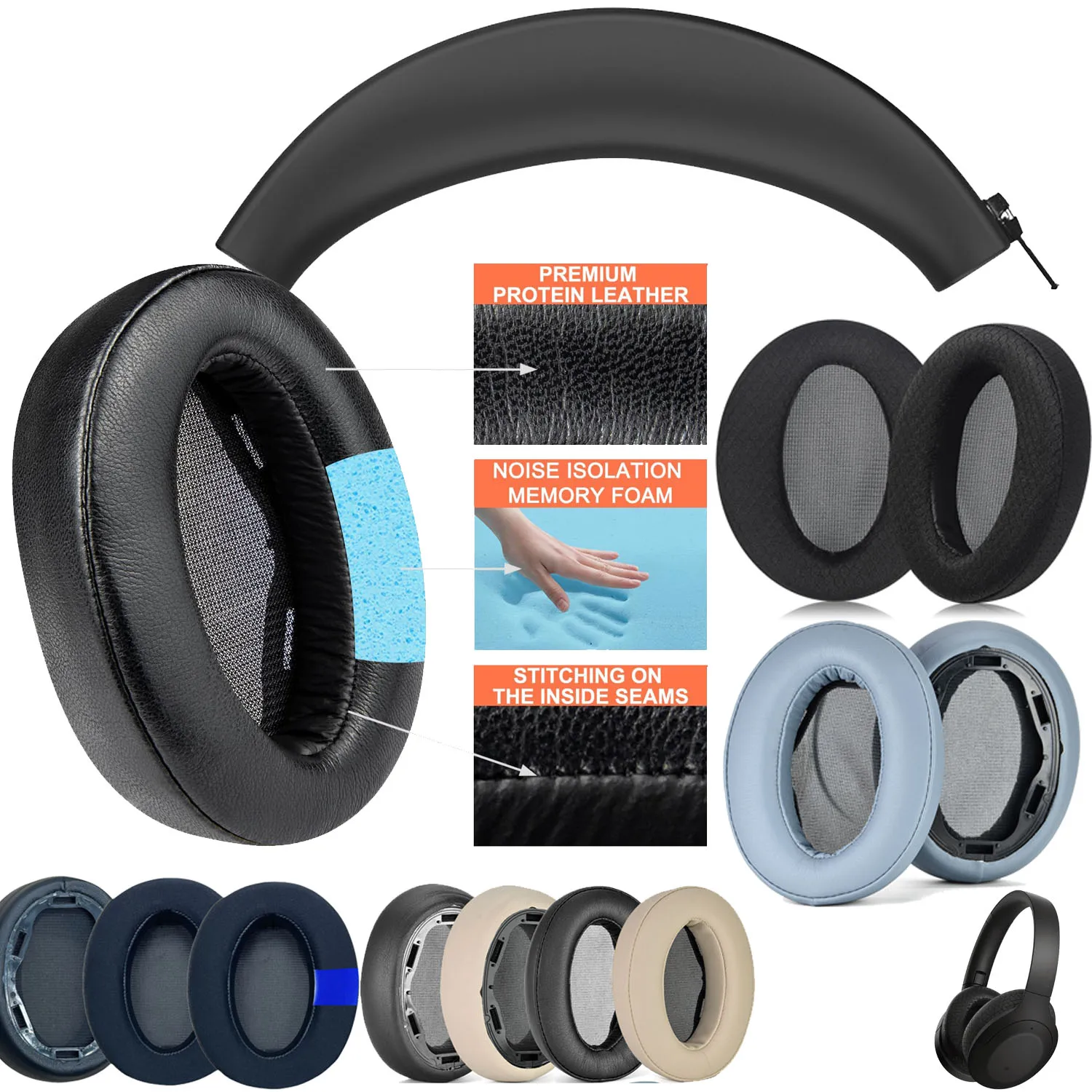 Амбушюры WH H910N для беспроводных наушников Sony WH-H910N h.Ear on 3 H910N, сменные амбушюры и чехол для оголовья
