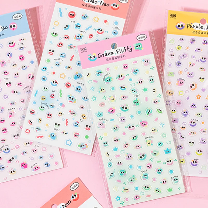 

4pcs Strange Circus Emoticon 3D Resin Sticker DIY Handbook Collage Hanging Ornament Tablet Laptop Card Holder Storage Booklet