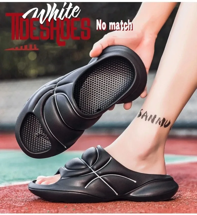

Basketball Style Slippers for Men in Summer Trendy for Outdoor Sports Dual Purpose Anti Slip and Odor Resistant Sandals