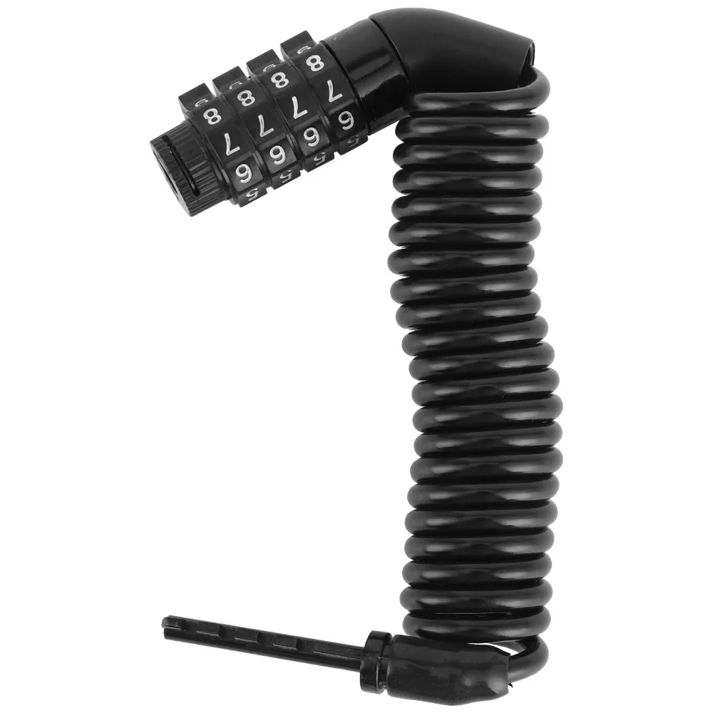 Portable 4 Digit Password AntiTheft Helmet Cable Lock Retractable Combination Cable Lock Combination Lock Outdoor Use