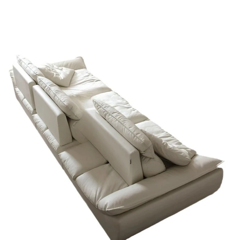 

Sofa super wide sitting deep silicone leather straight row, modern simple sofa