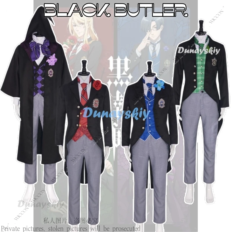 

Guregori Baioretto Black Butler 4 Cosplay Costume Boarding School Gregory Violet Uniform Suits Halloween Anime Clothing Full