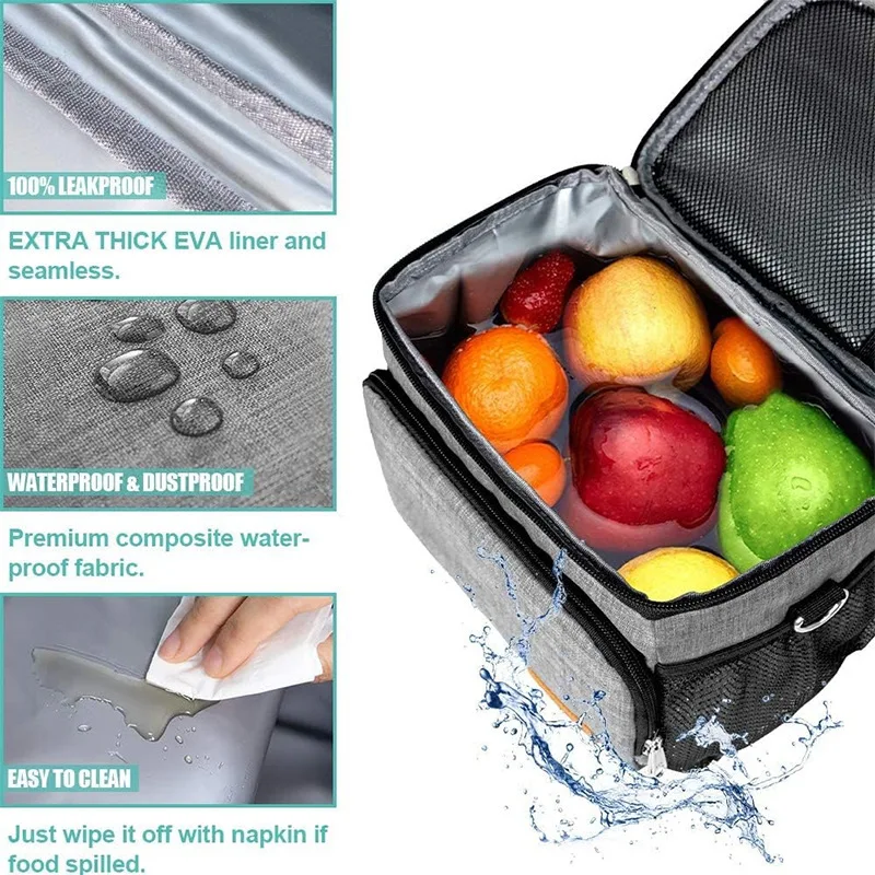 Thermal Shoulder Lunch Bag Waterproof Thick Cooler Handbag Large Insulated Food Grade PEVA Family School Picnic Refrigerator Box