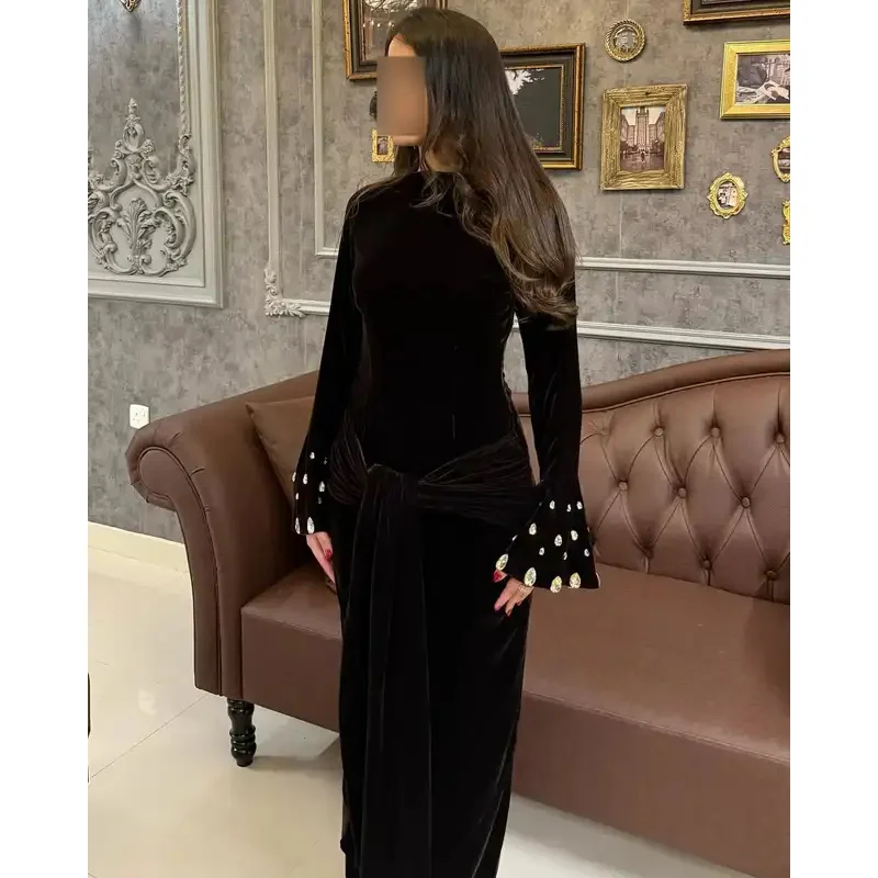 

Adeli Customized Mermaid Long Sleeves Evening Dresses Pleated Beadings Prom Dress Floor Length Vestidos De Noches Saudi 2025