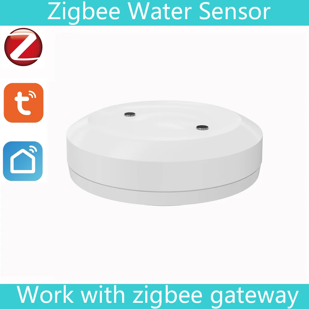 Sensor de inmersión de agua Zigbee, de vida inteligente Sensor de fuga, alarma de enlace de agua, monitoreo remoto por aplicación, Detector de fugas de agua Tuya