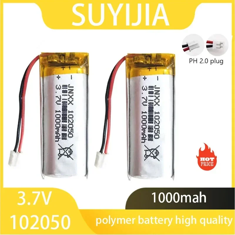 3.7V 102050 Lithium Polymer Rechargeable Battery 1000mah Lithium Battery for MP3 GPS Recorder LED Light Beauty Instrument