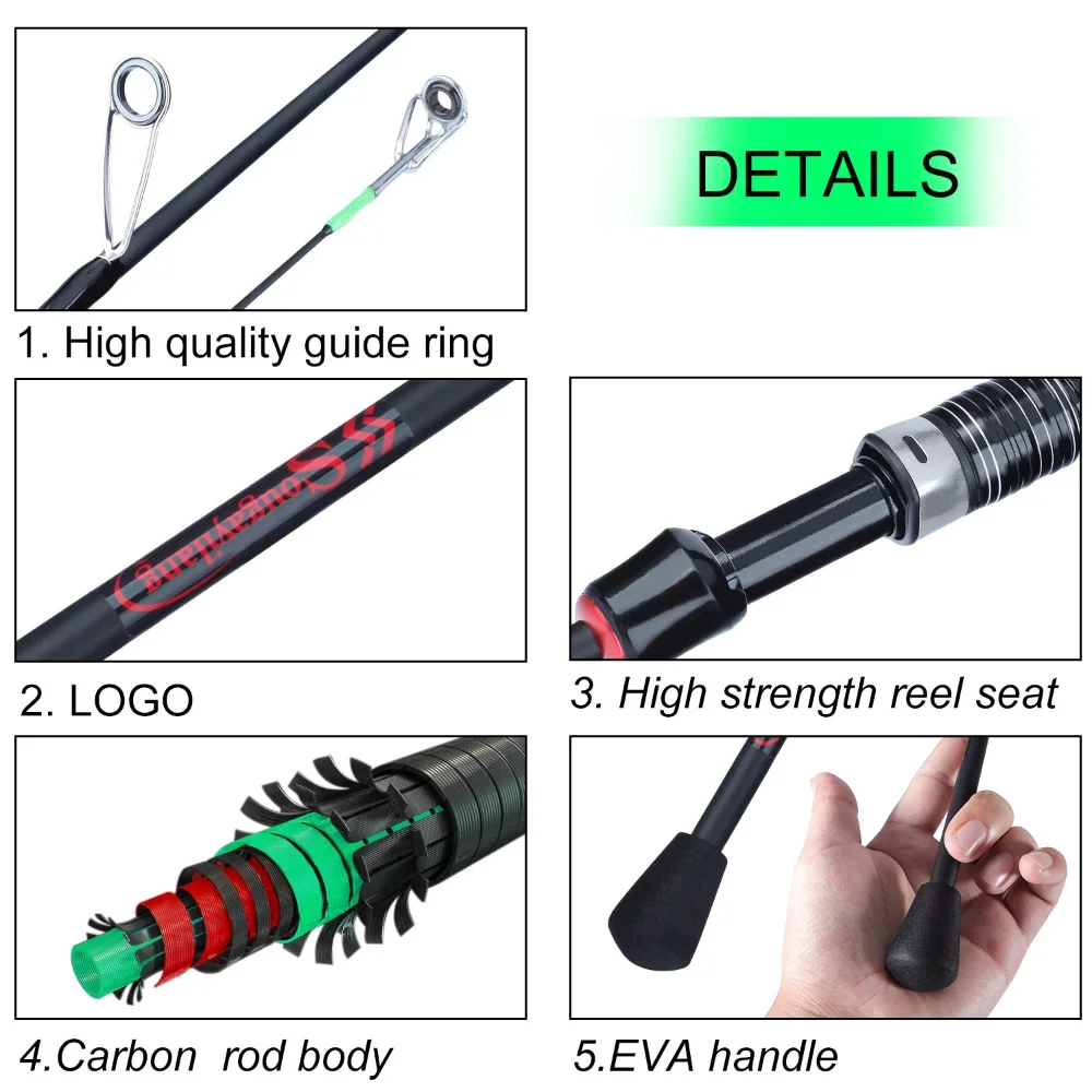 Sougayilang Spinning Fishing Rod 1.8m,2.1m UltraLight Carbon Fiber Rod Pole EVA Handle Baitcasting Fishing Rod for fishing pesca - view 3