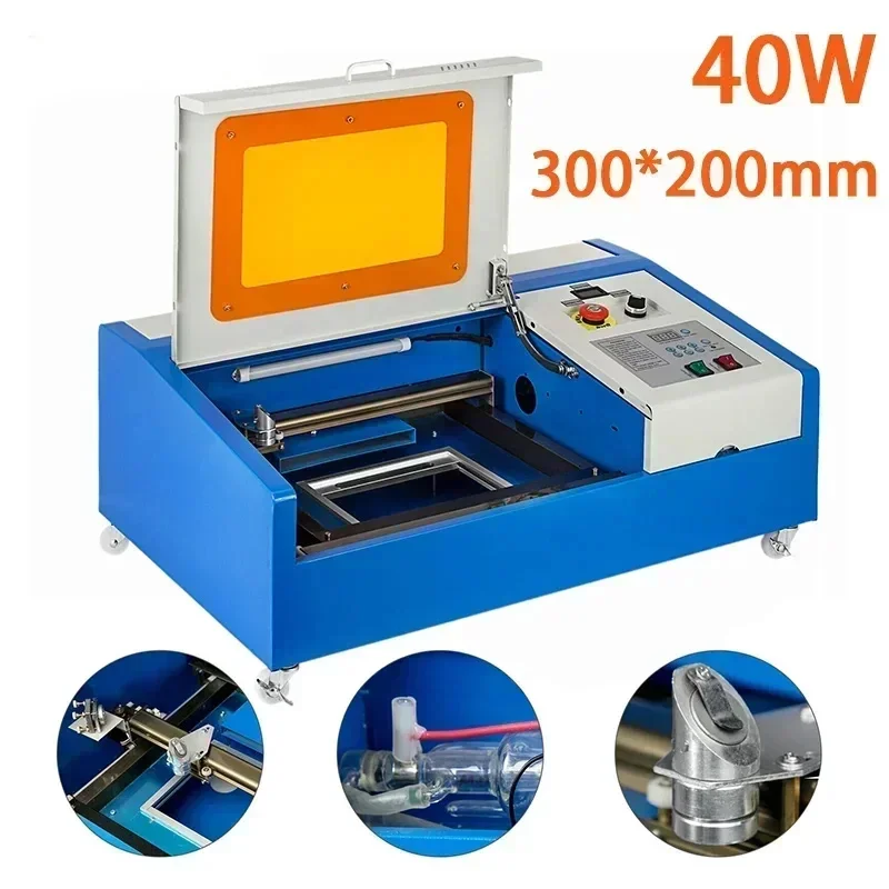 

VEVOR 40W 30*20cm Laser Engraver CO2 Laser Engraving Machine Cut Tools for Wood Leather Woodworking USB Support CorelDraw
