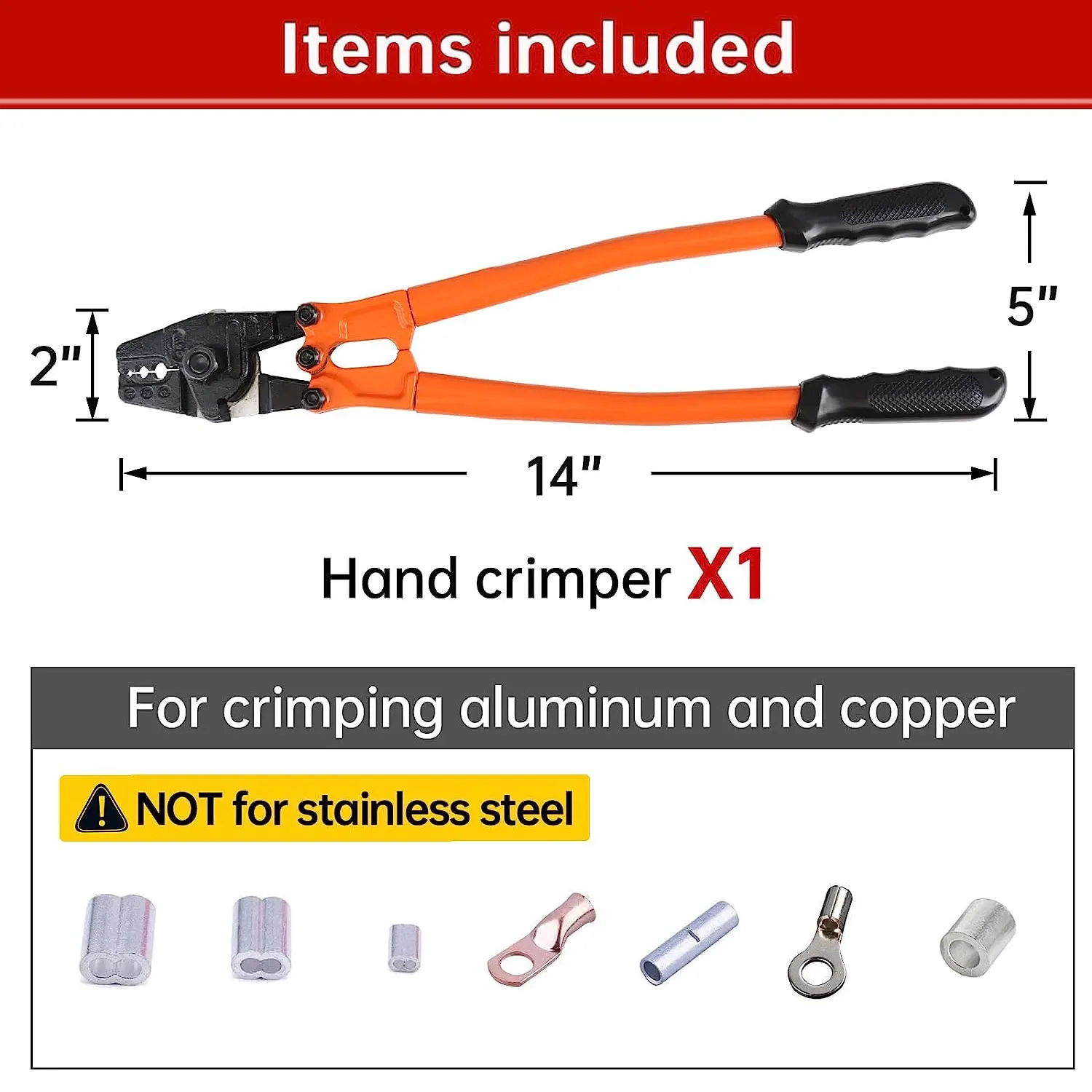 14''Hand Swager Crimper Tool for Aluminum Copper Sleeve Ferrules - Crimping Pliers for 1.5-3.5mm Cable Railing End Fittings