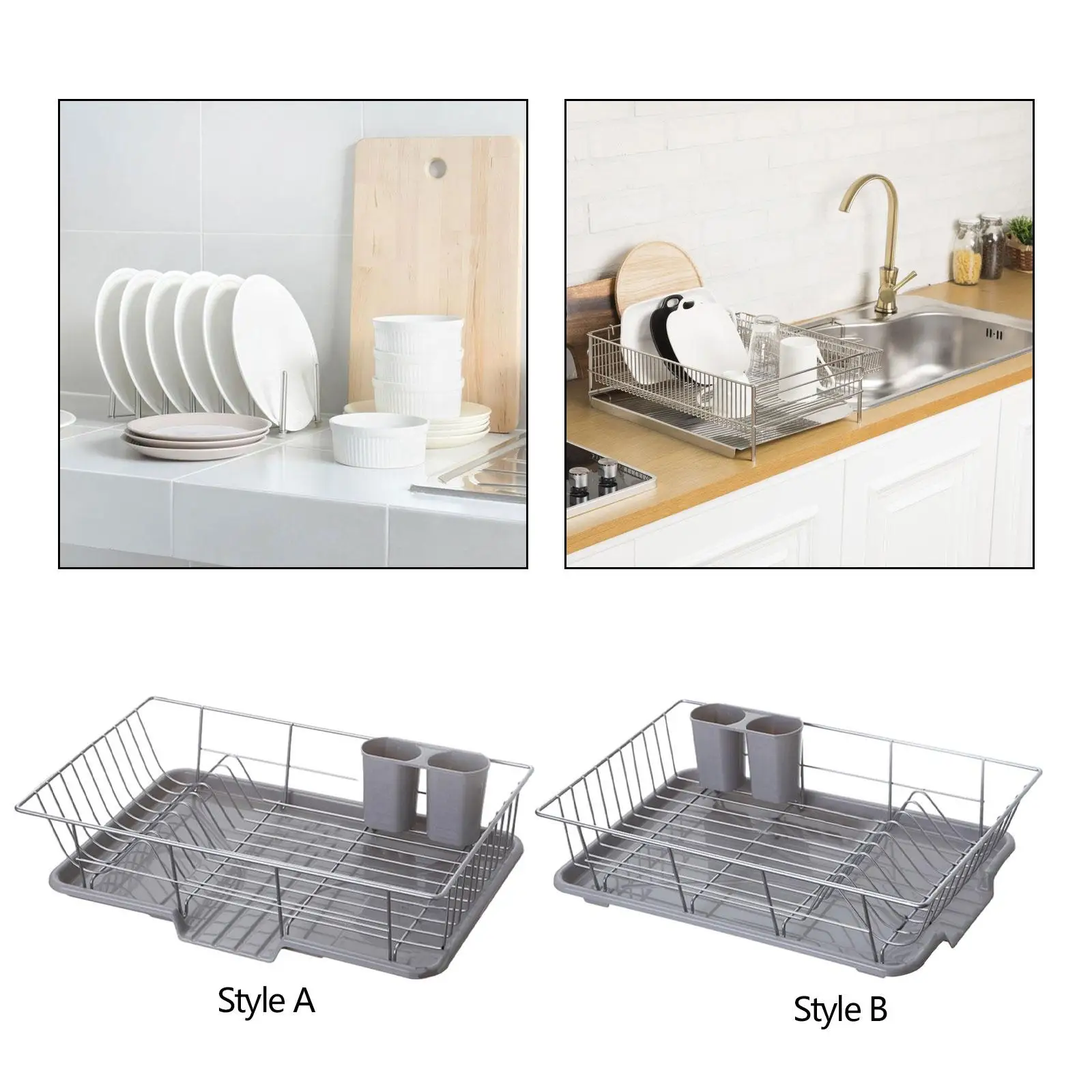 Dish Drying Rack Portable Counter Dish Drainer for Kitchen Cups Plates