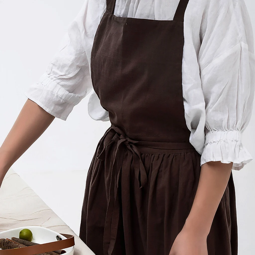 Artistic Apron flower coffee shop beauty Work Clothes Household Cleaning Apron Restaurant  Antifouling oilproof kitchen Aprons