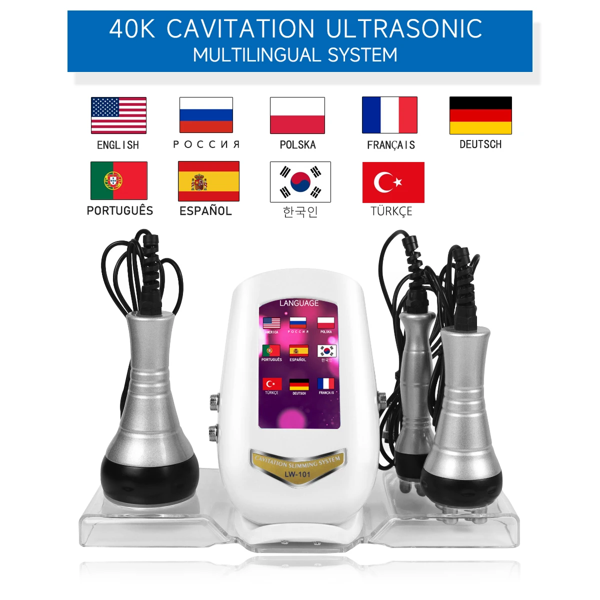 3 In 1 40K Cavitation Ultrasonic Weight Loss Body Slimming Machine RF Skin Tighten Anti-wrinkle Massage Facial Home Appliance