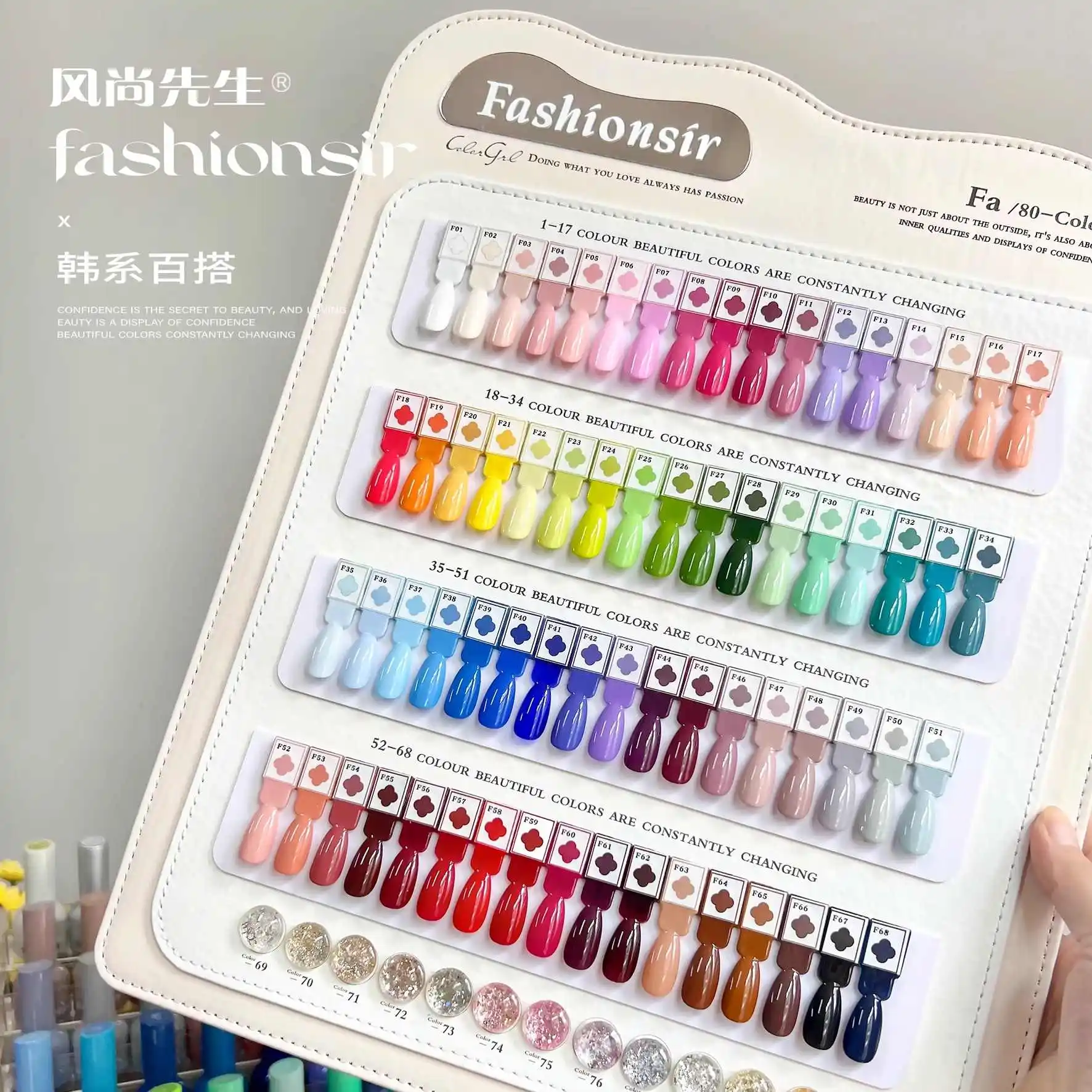 

FASHIONSIR 2025, горячая распродажа, 80 цветов, многоцветный УФ-гель, набор для дизайна ногтей, долговечная одноцветная одна бутылка для салона, оптовая продажа