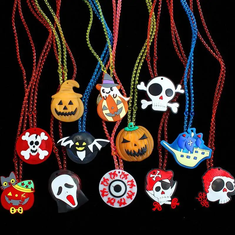 Halloween Shine Necklace Necklaces Halloween Toys Light Up Necklaces LED Necklaces For Kids For Halloween Party Favors