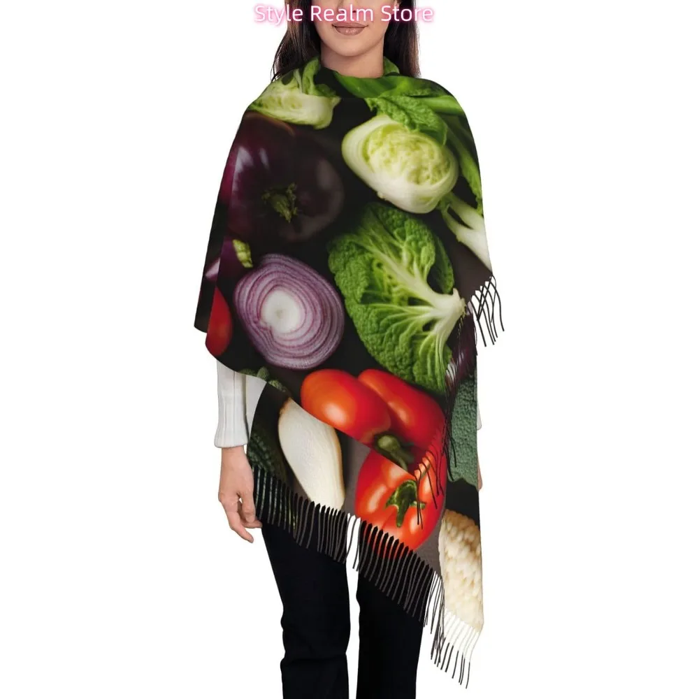 

Введение различных овощных принтов, женский модный зимний шарф, мягкие длинные стильные теплые шаль, шарфы, накидки