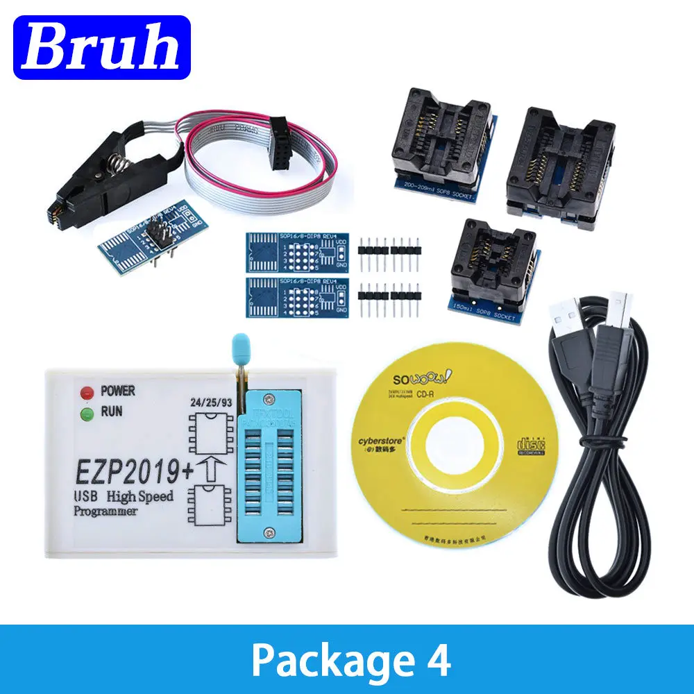 Overseas Newest Version EZP2019 High-speed USB SPI Programmer ezp 2019+12 Adapters Support 24 25 93 EEPROM 25 Flash BIOS Chip