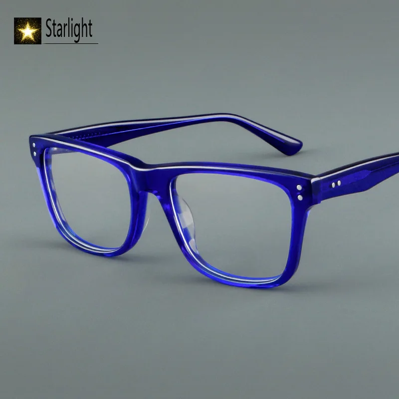 Acetate Thin Retro Square Glasses Frames Eyewear Men Tortoise Myopia Reading Eyeglasses Frame Man Hyperopia Prescription 142mm