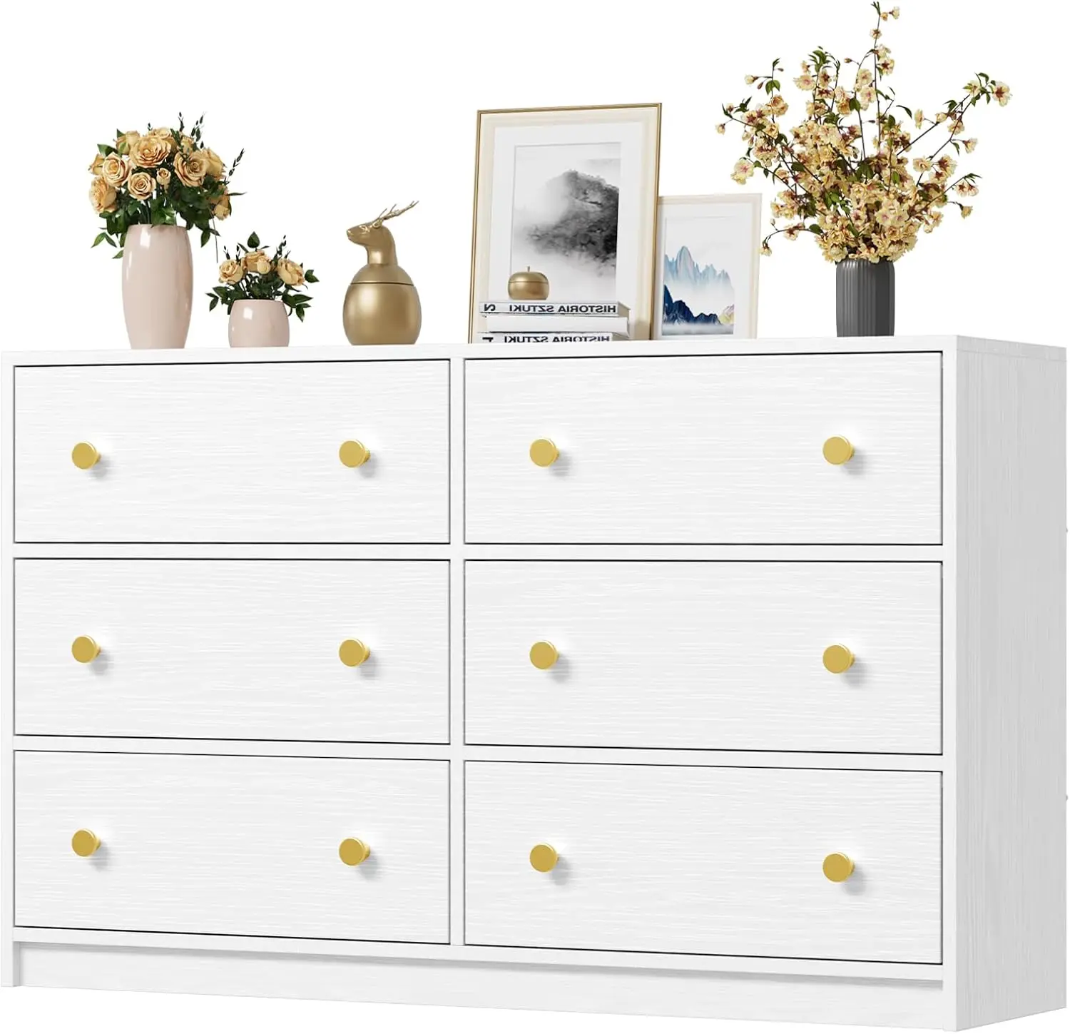 

Dresser for Bedroom with 6 Drawers, Fabric Storage Tower & Chest of Drawers Organizer, Storage Cabinet for Hallway, Closets