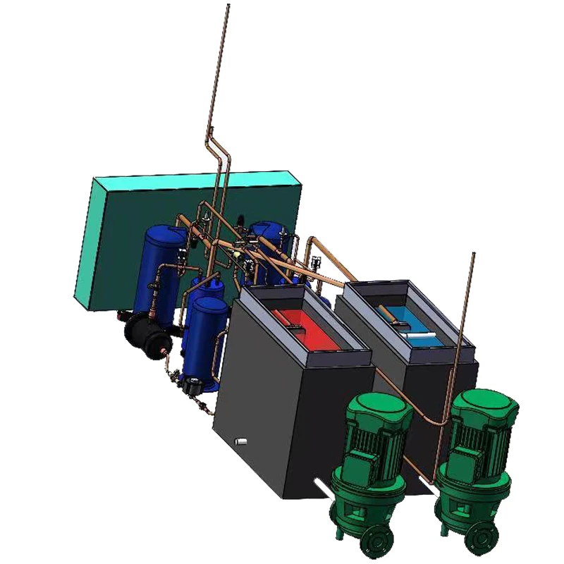 10+10HP water chiller with heat claim selects dual refrigeration circle and common condenser & evaporator, wonderful design