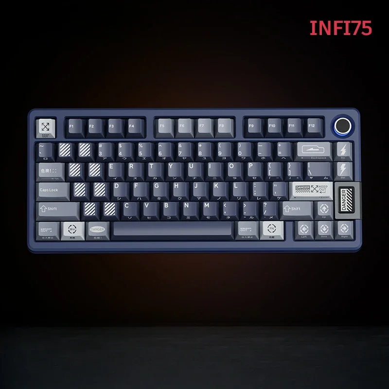 Keyverse Infi75 Keep Out Wireless Three-mode Mechanical Keyboard Hot-swappable RGB Gasket Structure Japanese Original Keycaps