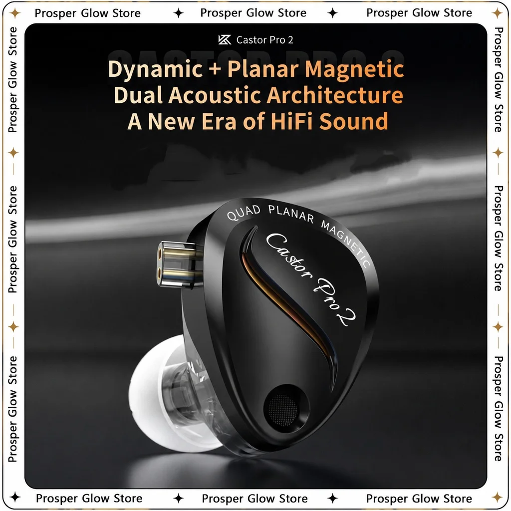 KZ Castor Pro 2 Dual Acoustic Architecture HiFi Earbuds 4 Gear Tuning In Ear Headphones 10mm Planar Dynamic IEM With Microphone