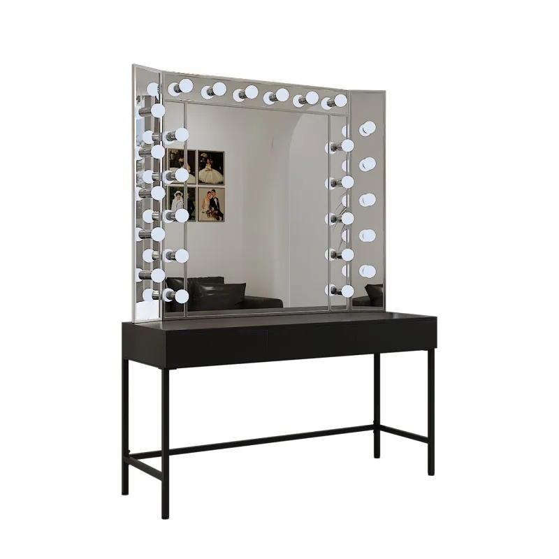 Stainless steel mirror table wedding studio professional dressing table with lamp